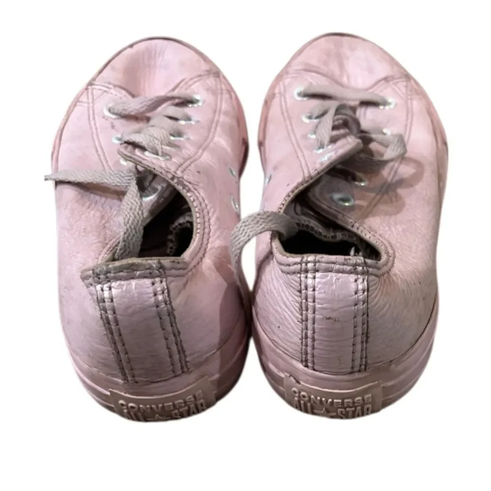 Converse Chuck Taylor Pink Leather Low Top Trainers Sz 3